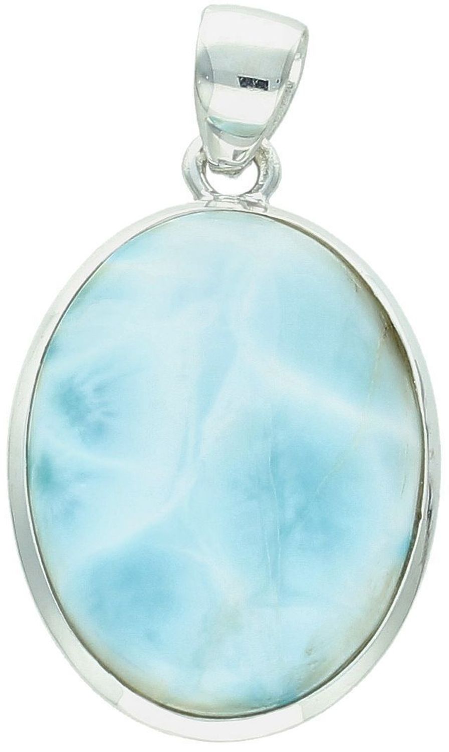 Zawieszka damska srebrna z naturalnym larimarem. Długość 4,3 cm, szerokość 2,4 cm, waga 10,84 g. Owalny kształt, srebro próby 925. Wyjątkowa biżuteria z kamieniem z Dominikany.1.jpg