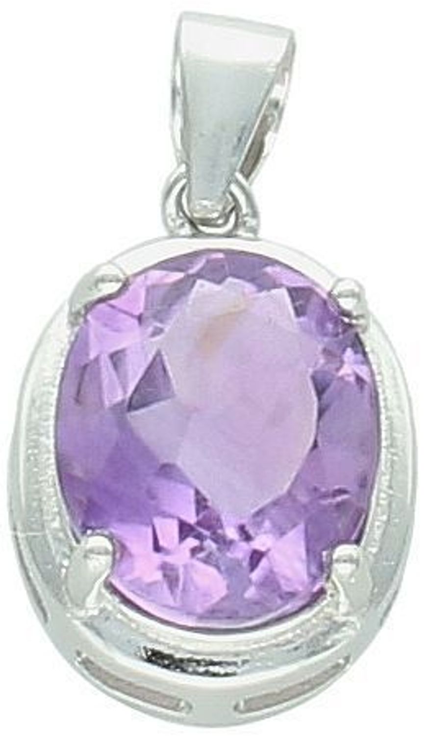 Zawieszka damska srebrna z naturalnym ametystem. Długość z oczkiem 2,0 cm, szerokość 1,1 cm, waga 2,13 g. Model DIA-ZAW-13086-925. Elegancka biżuteria z kamieniem szlachetnym.1.jpg