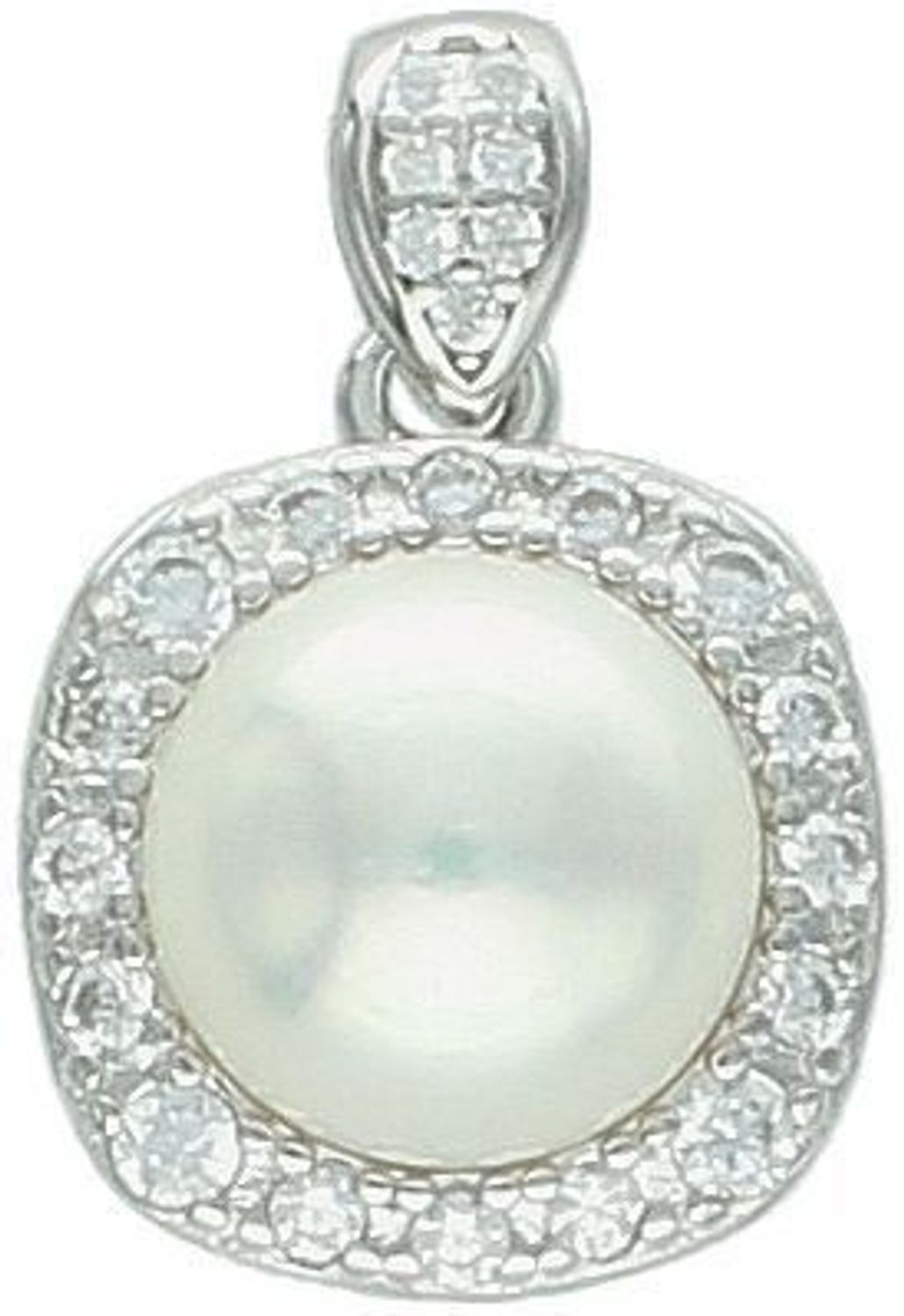 Zawieszka damska srebrna z perłą hodowlaną i cyrkoniami DIA-ZAW-13156-925. Próba 925, długość 2 cm, szerokość 1,2 cm. Klasyka i subtelny blask.1.jpg