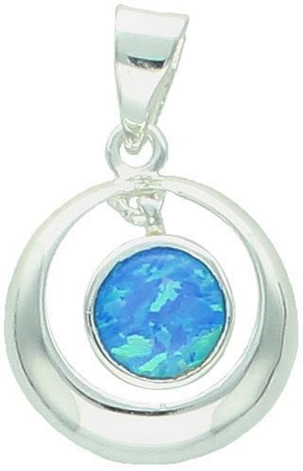 Zawieszka damska srebrna DIA-ZAW-13176-925 – okrągła z niebieskim syntetycznym opalem, próba 925, długość 2,5 cm, szerokość 1,5 cm, waga 2,10 g.1.jpg