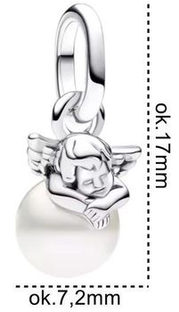 Charms srebrny rodowany 925 IM2660425CH – zawieszka w kształcie śpiącego aniołka z hodowaną perełką. Symbol ochrony i spokoju. Wymiary 7,2 × 17 mm, waga 1,1 g.2.jpg