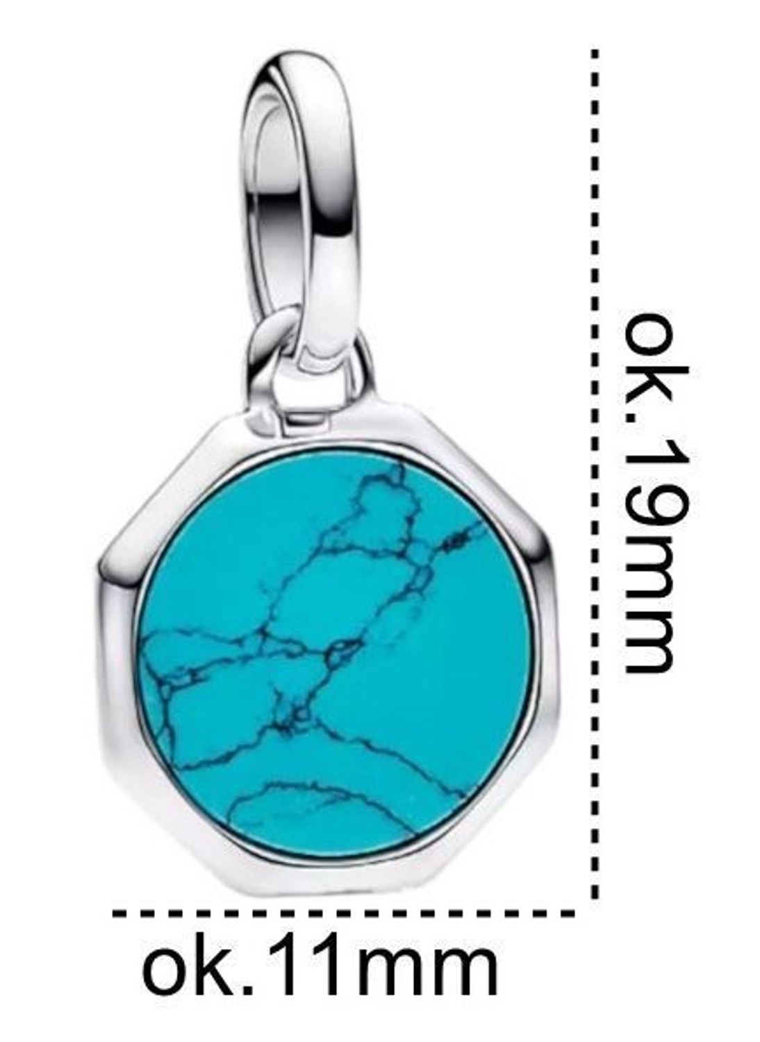 Zawieszka srebrna próby 925 DIA-ZAW-13194-925 z turkusem w geometrycznym kształcie. Długość z oczkiem 1,8 cm, szerokość 1,1 cm. Stylowa i nowoczesna biżuteria.1.jpg