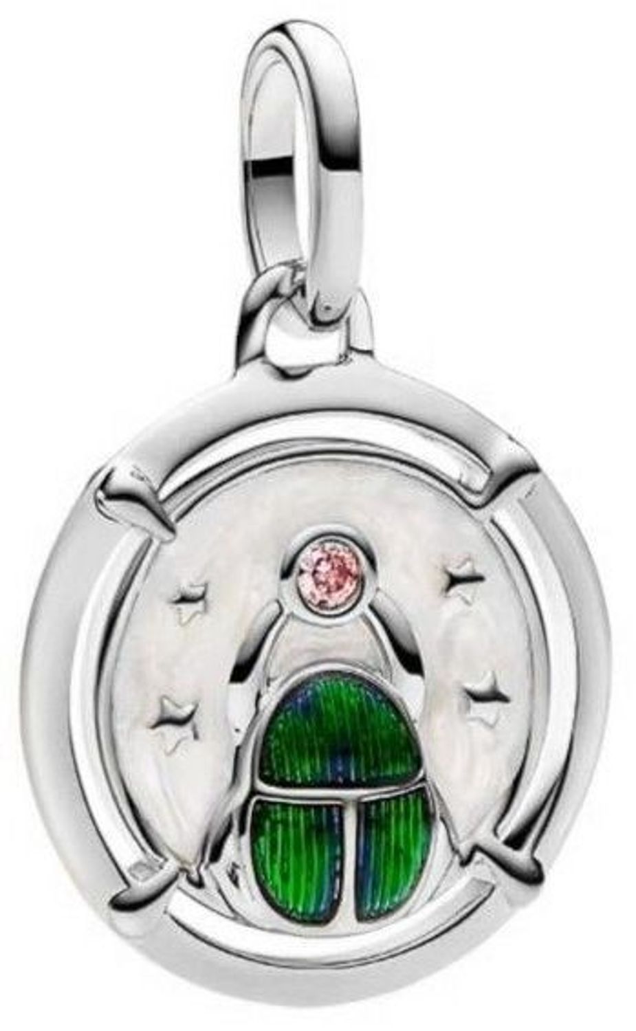 Charms srebrny rodowany 925 Skarabeusz IM2780425CH z emalią i kolorowymi cyrkoniami. Symbol ochrony i odrodzenia. Wymiary 15,2 × 23,3 mm, waga 2,2 g. Idealny do bransoletki modułowej.1.jpg