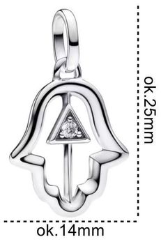 Zawieszka srebrna 925 DIA-ZAW-13198-925 w kształcie Ręki Fatimy, zdobiona cyrkoniami. Długość 2,5 cm, szerokość 1,4 cm, waga 1,95 g. Symboliczna i elegancka biżuteria z przesłaniem.2.jpg