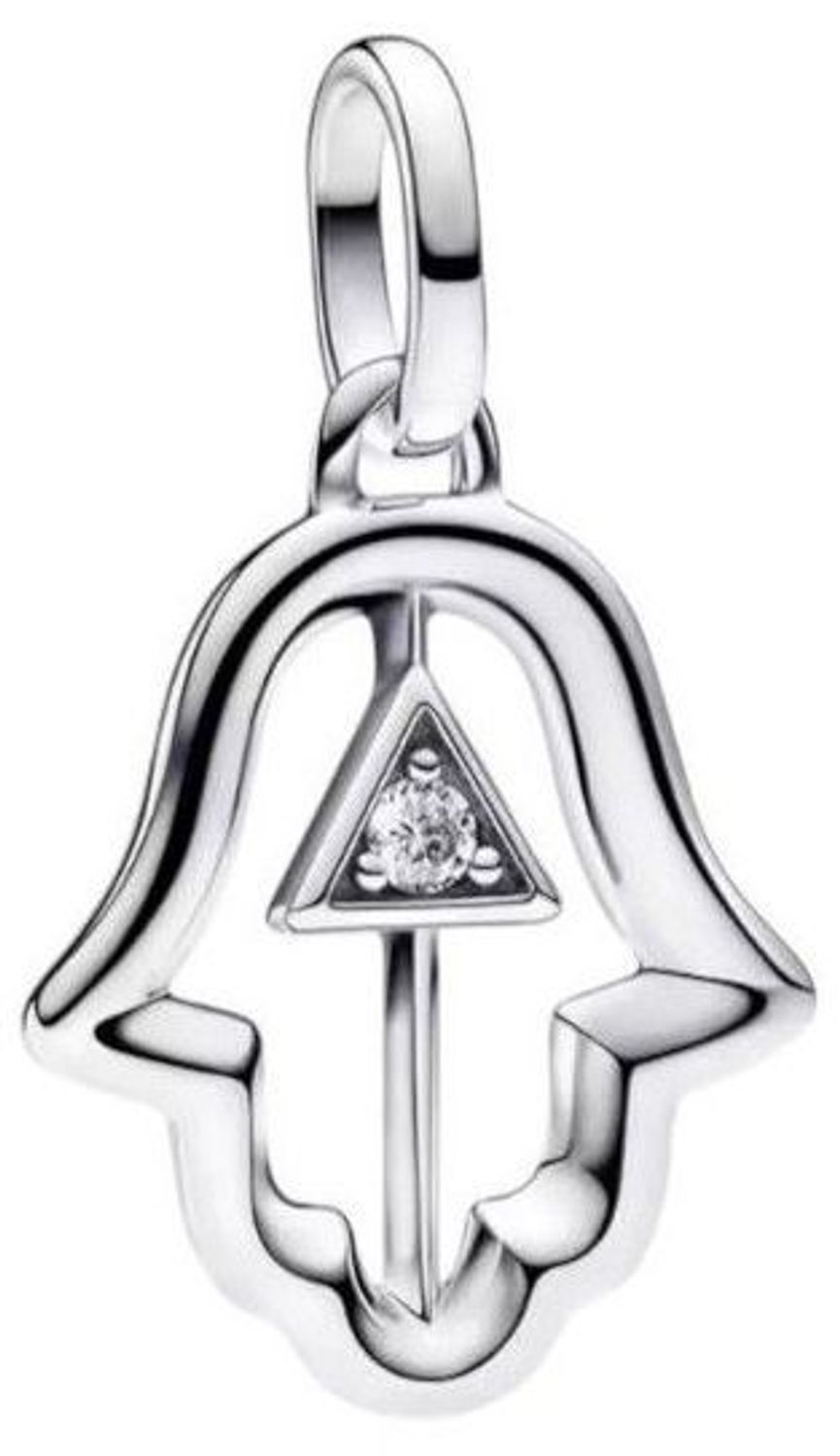 Zawieszka srebrna 925 DIA-ZAW-13198-925 w kształcie Ręki Fatimy, zdobiona cyrkoniami. Długość 2,5 cm, szerokość 1,4 cm, waga 1,95 g. Symboliczna i elegancka biżuteria z przesłaniem.1.jpg