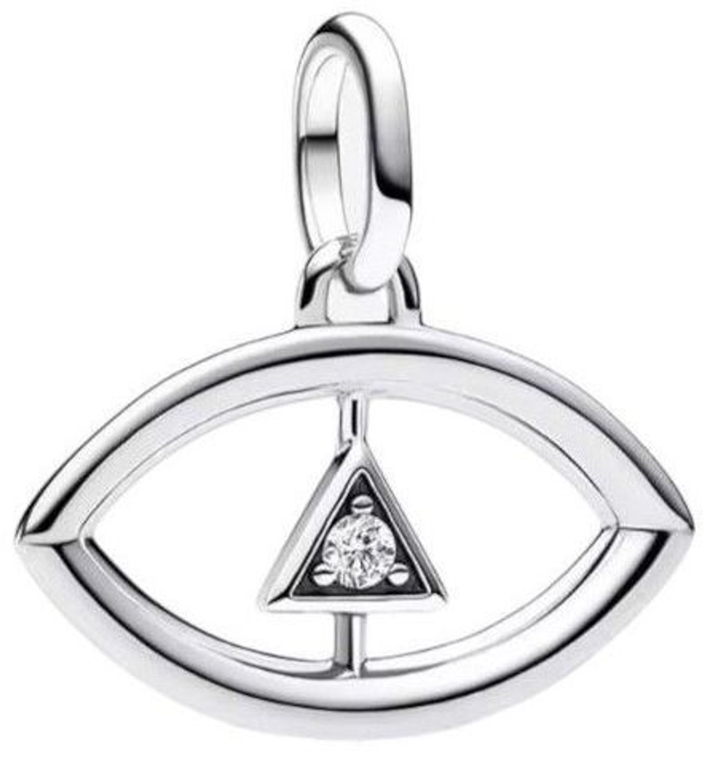 Zawieszka damska srebrna próby 925 w kształcie Oka Proroka, zdobiona jedną cyrkonią. Wymiary 1,8 x 2,0 cm, waga 1,75 g. Symboliczna i elegancka biżuteria z przesłaniem ochronnym.11.jpg
