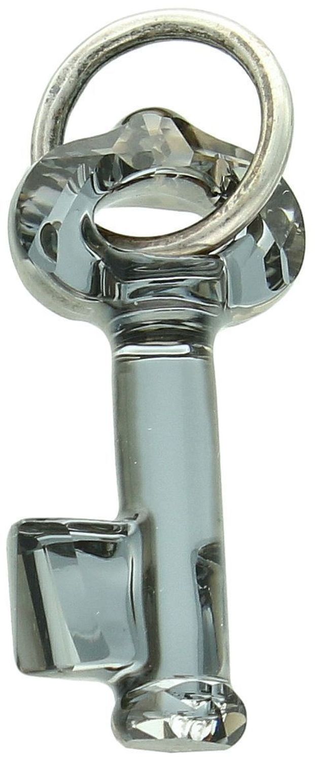 Zawieszka damska srebrna 925 w kształcie klucza z czarnym kryształem Swarovskiego. Długość 3,5 cm. Elegancka ozdoba i idealny prezent.1.jpg
