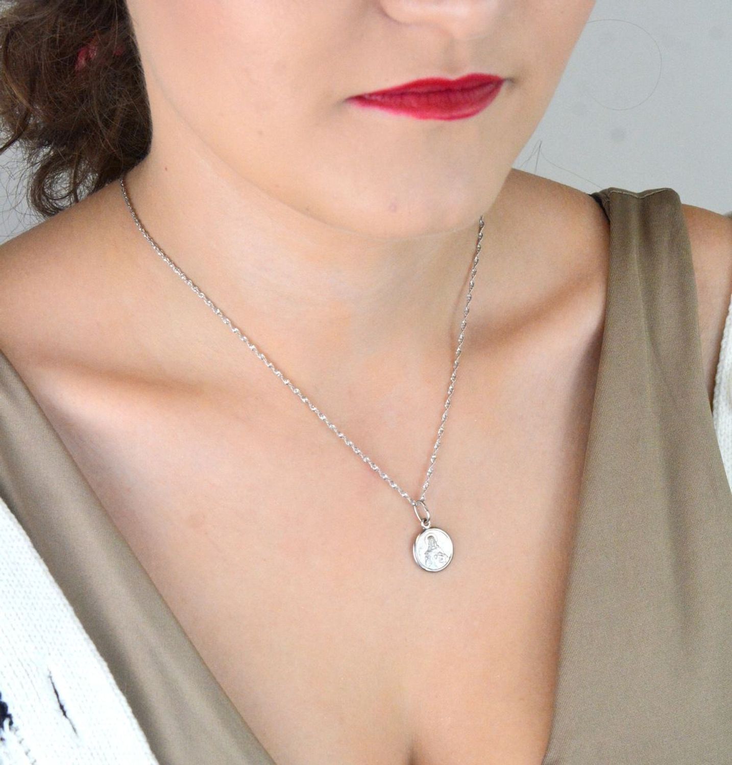 Srebrny medalik szkaplerz dwustronny – okrągła zawieszka  Srebro 925...jpg