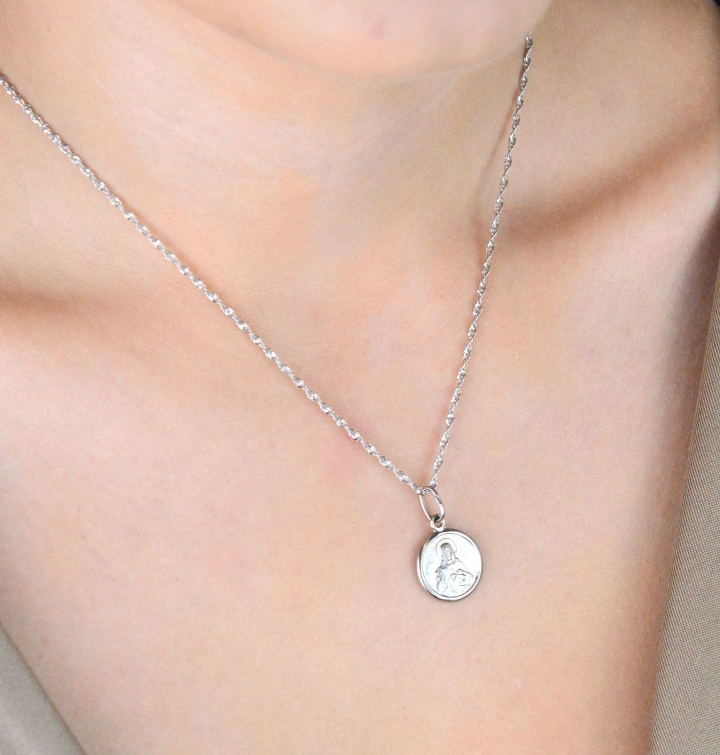 Srebrny medalik szkaplerz dwustronny – okrągła zawieszka  Srebro 925...jpg