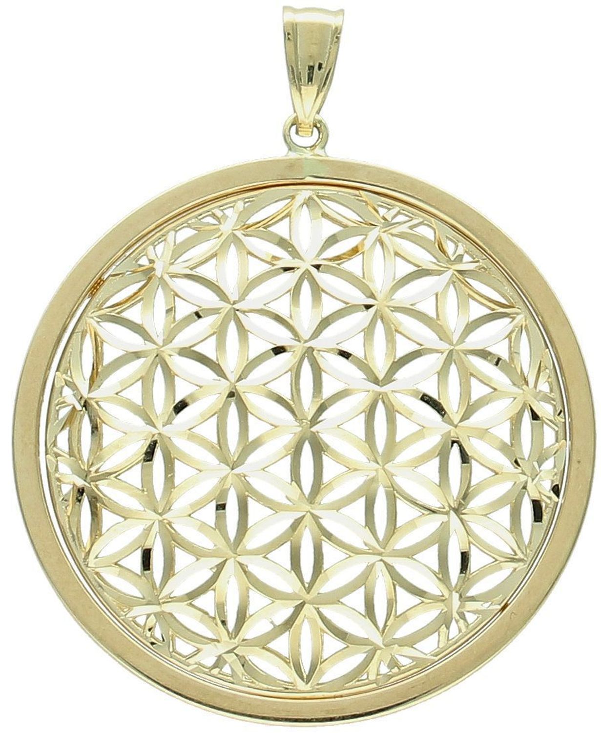 Złota zawieszka damska próby 585 z ażurowym wzorem. Okrągła forma, średnica 3,4 cm, elegancki design i precyzyjne wykonanie. Idealna do łańcuszka.1.jpg