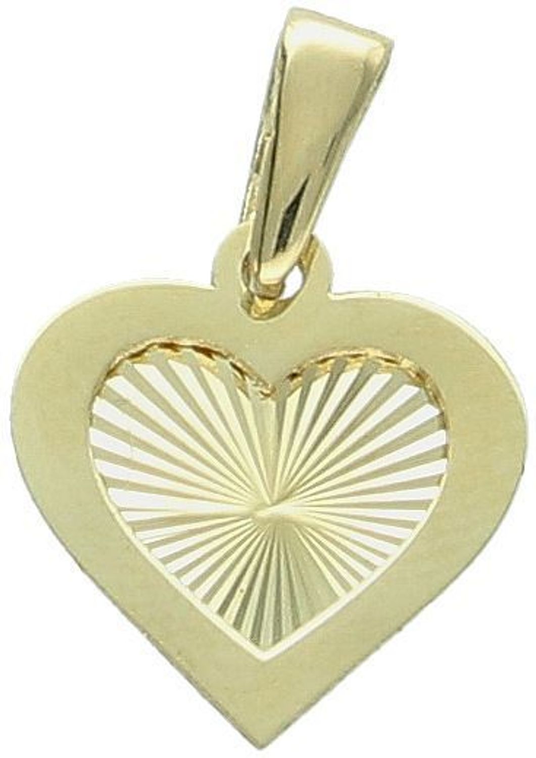 Subtelna złota zawieszka próby 585 w kształcie serca z ozdobnym wzorem. Długość 1,5 cm, waga 0,44 g. Idealna na prezent z sercem.1.jpg