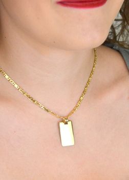Złota zawieszka prostokątna próby 585, idealna pod grawer. Wymiary 3,2 x 1,5 cm, waga 1,83 g. Klasyczna forma – idealna na prezent z personalizacją (5).JPG
