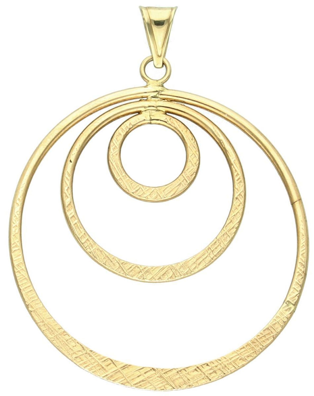 Duża zawieszka złota trzy okręgi, próba 333 DIA-ZAW-1362-333. Duże złote zawieszki. Zawieszka złota z niższej próby. Okrągła złota zawieszka. Złota biżuteria na prezent dla kobiety.1.jpg