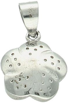 Elegancka zawieszka damska DIA-ZAW-13641-925 wykonana ze srebra próby 925 w kształcie kwiatka, ozdobiona lśniącymi cyrkoniami. Długość 2 cm, szerokość 1,2 cm, waga 1,40 g.2.jpg