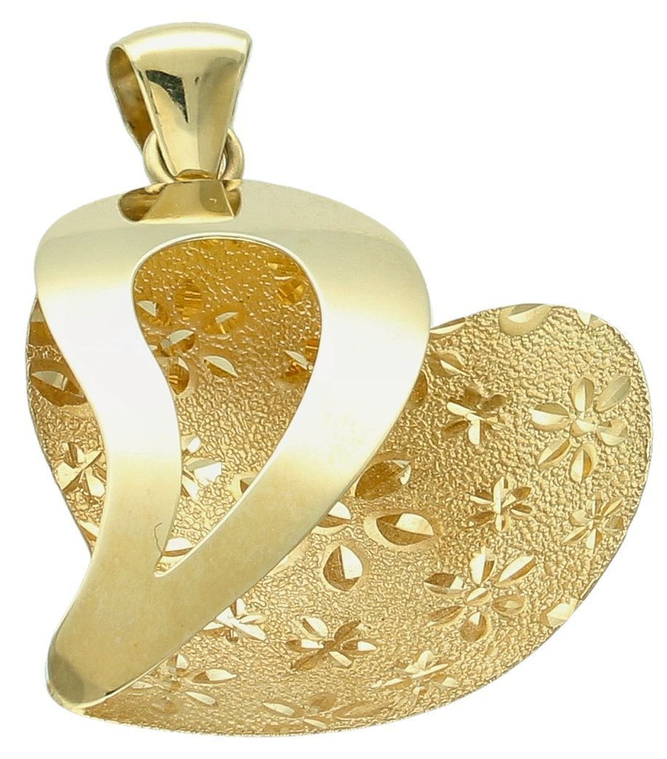 Zawieszka kwiatek i serce białe złoto nierodowane próba 585 DIA-ZAW-0905-585. Złoty wisiorek został wykonany z wysokiej jakości złota próby 585. 1.jpg