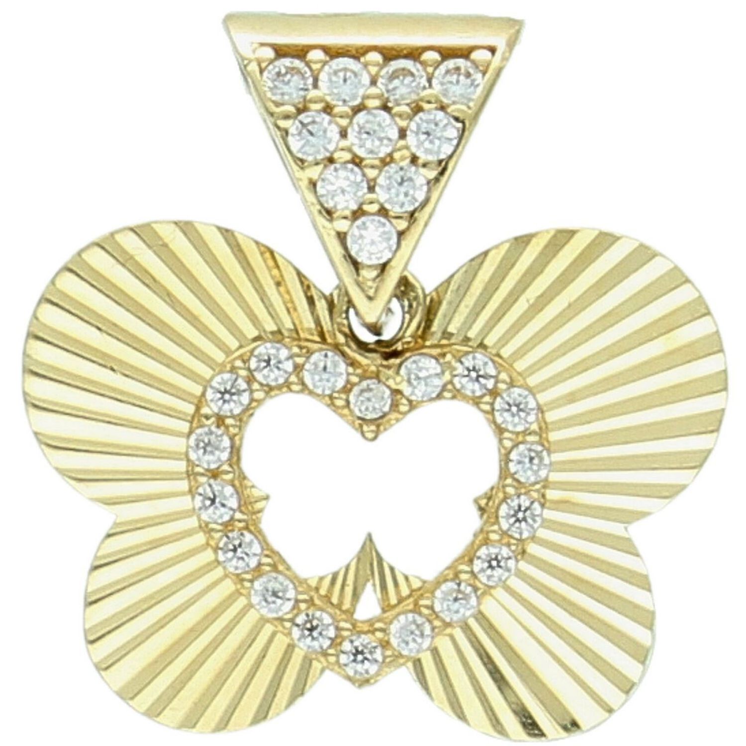 Zawieszka złota damska DIA-ZAW-13710-585 – dwa motylki, jeden ozdobiony cyrkonią. Wymiary 1,5 cm x 1,5 cm, waga 1,23 g. Delikatna i elegancka biżuteria idealna na prezent.1.jpg