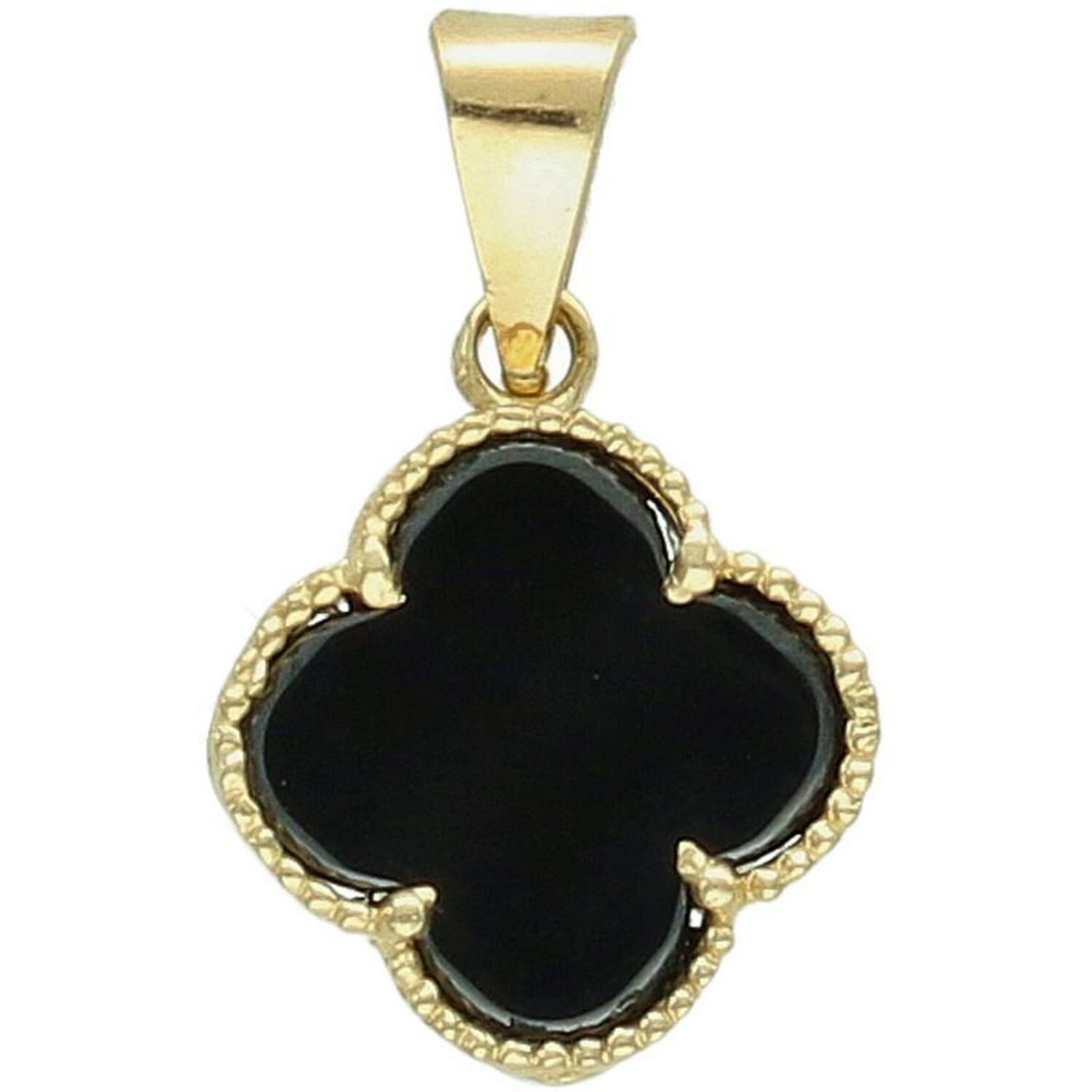 Zawieszka złota DIA-ZAW-13729-585 – koniczynka z czarnym kamieniem.jpg