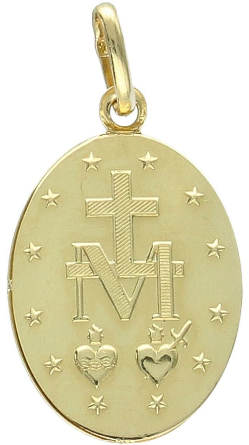 Zawieszka złota damska DIA-ZAW-13746-585 – Matka Boska Cudowna. Wymiary 3,2 cm x 1,6 cm, waga 1,81 g. Elegancka biżuteria religijna, idealna na prezent.1.jpg