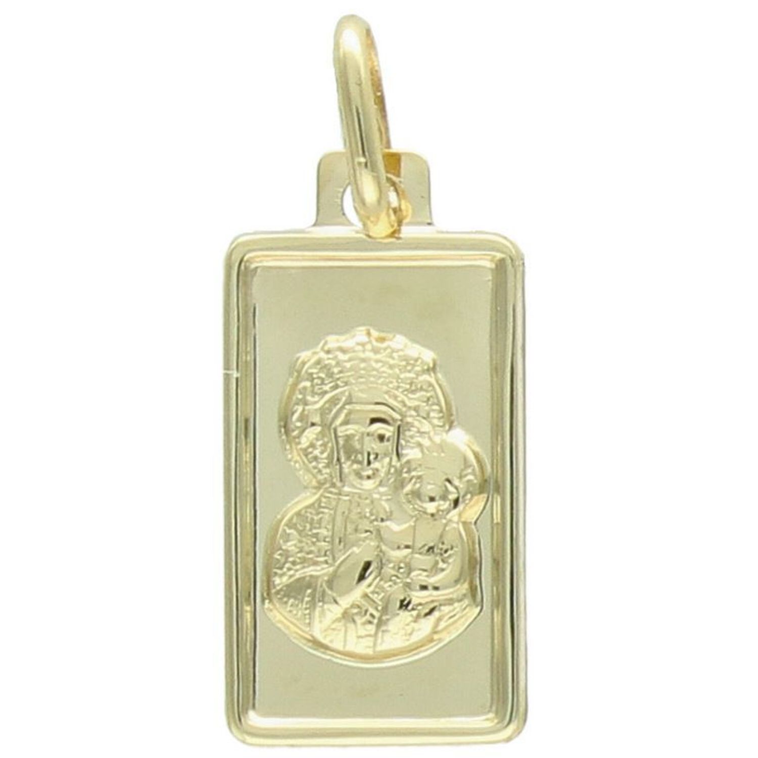 Zawieszka złota DIA-ZAW-13748-585 – prostokątny medalik Matka Boska z Dzieciątkiem.jpg
