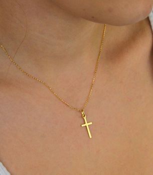 Zawieszka złota DIA-ZAW-13760-585 – gładki krzyżyk. Wymiary 2,3 cm x 1,0 cm, waga 0,40 g. Subtelna i klasyczna biżuteria religijna, idealna na prezent (3).JPG