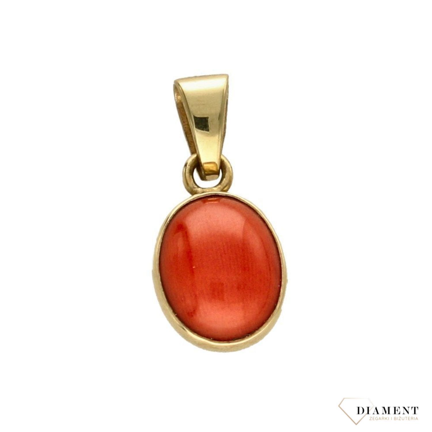 Złota zawieszka 585 z koralem 'Prawdziwy koral' DIA-ZAW-1378-585.jpg