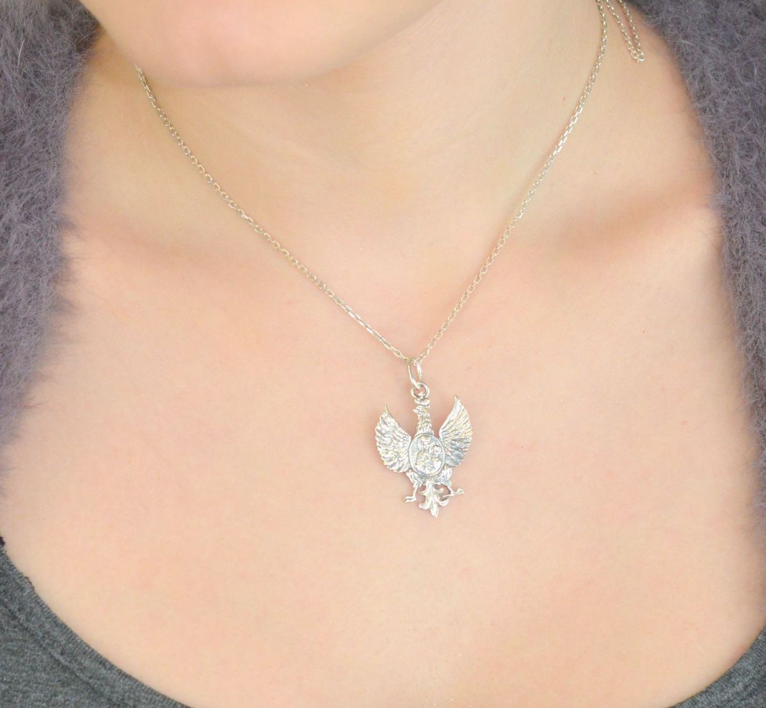 Damska srebrna zawieszka orzeł z Matką Boską 925 DIA-ZAW-13808-925.jpg