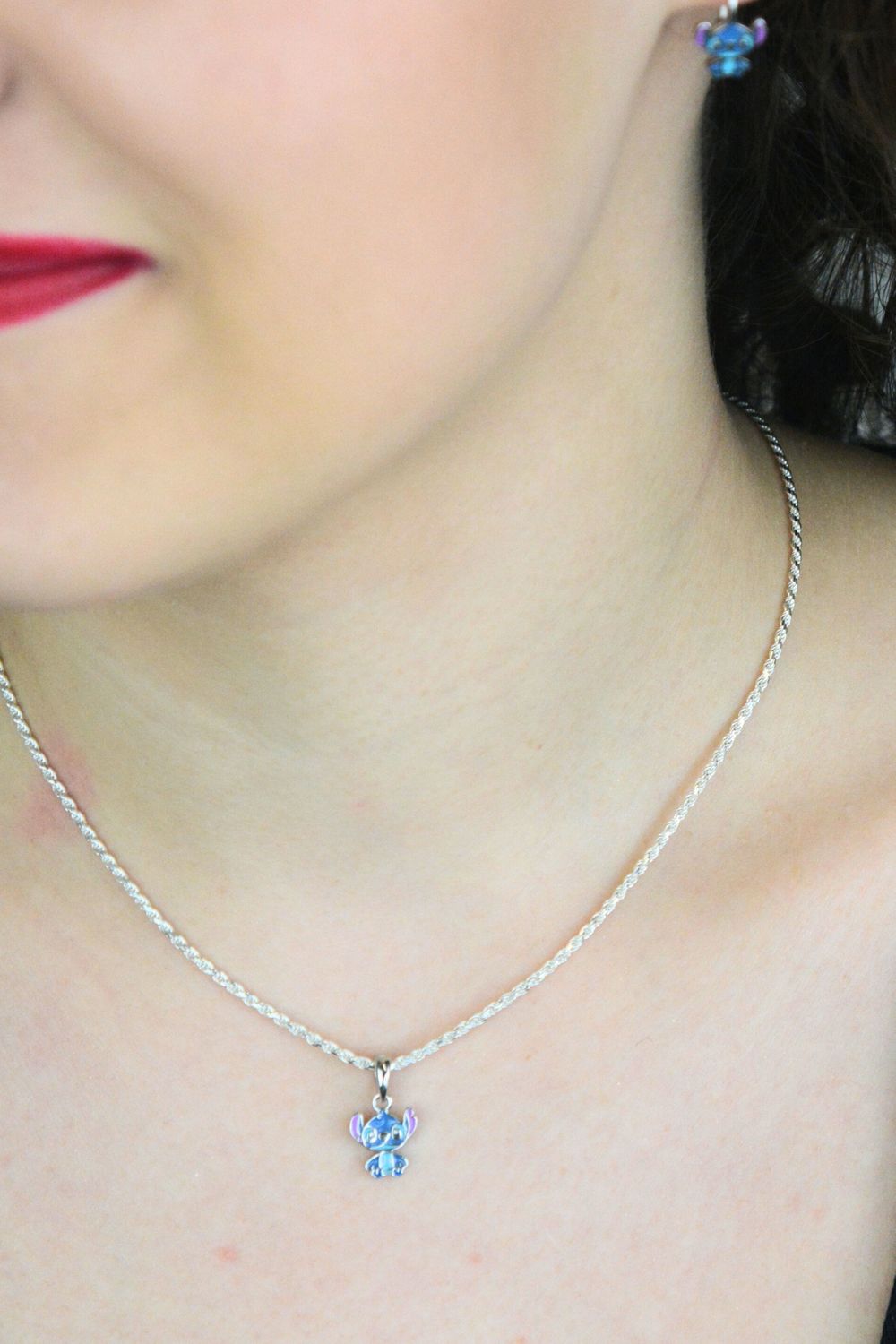 Zawieszka srebrna dziecięca Stitch emalia 925 – DIA-ZAW-13874--925  Biżuteria dla dziewczynek.jpg