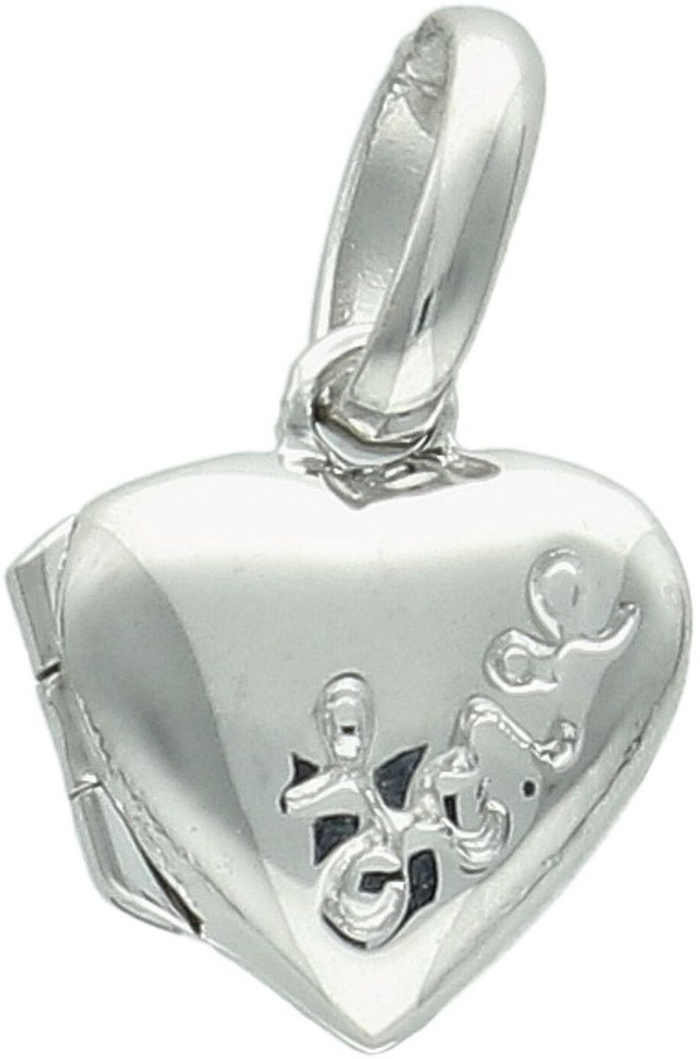 Zawieszka srebrna próby 925 w kształcie małego, otwieranego serduszka z napisem LOVE. Model DIA-ZAW-13901-925, długość z oczkiem 1,5 cm, szerokość 1,0 cm, waga 1,10 g. Delikatny i romantyczny 1.jpg