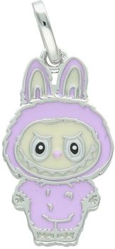 Zawieszka srebrna próby 925 w kształcie laleczki typu Labubu, pokryta fioletową emalią. Model DIA-ZAW-13905-925, długość z oczkiem 3,0 cm, szerokość 1,3 cm, waga 3,00 g. Idealny prezent dla 1.jpg