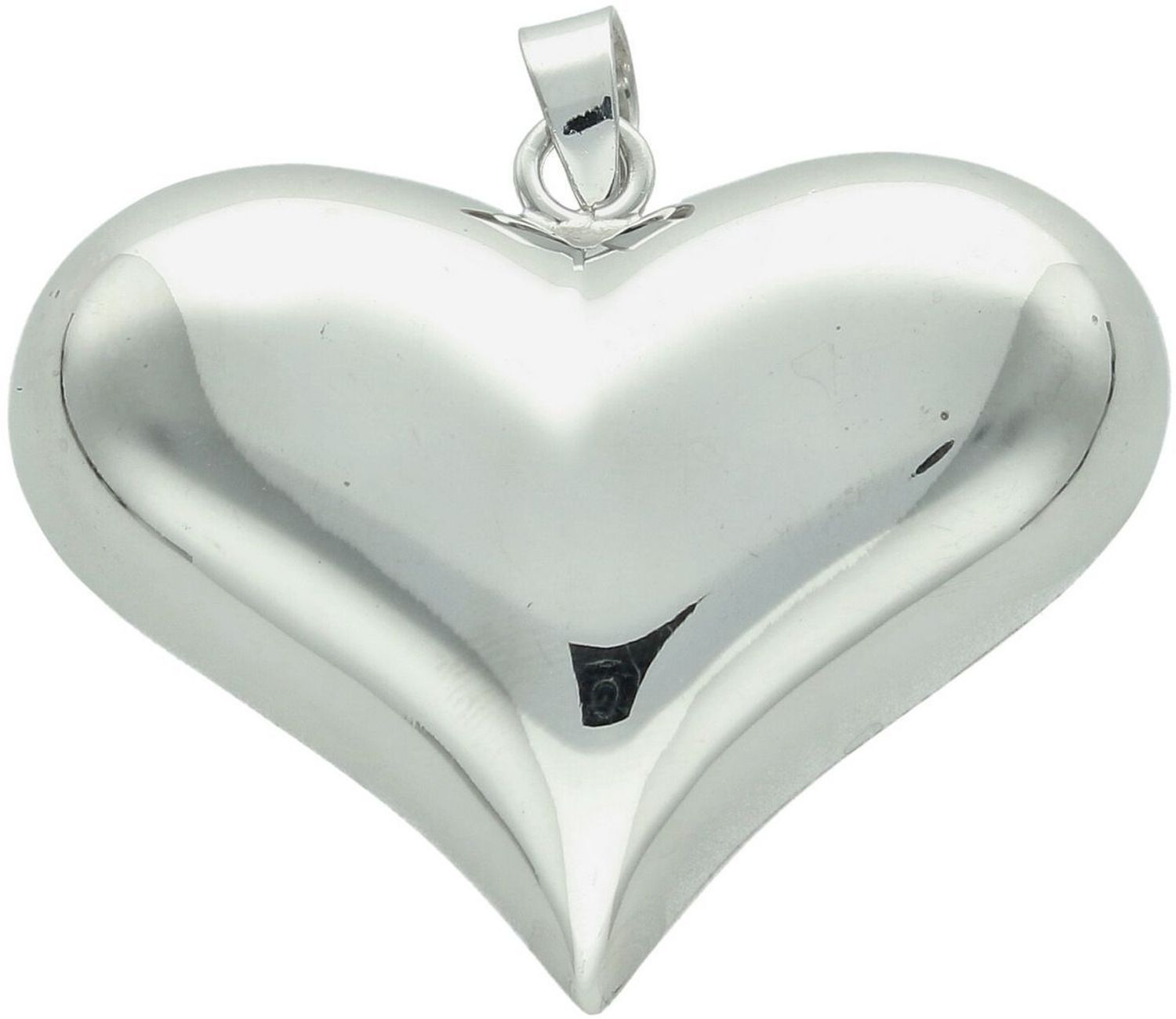 Zawieszka srebrna próby 925 w kształcie dużego, wypukłego serca. Model DIA-ZAW-13912-925, długość z oczkiem 4,0 cm, szerokość 4,5 cm, waga 13,60 g. Elegancki i efektowny dodatek do łańcuszka.1.jpg