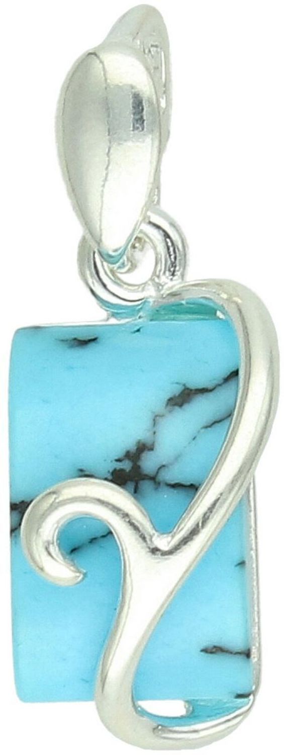 Prostokątna zawieszka damska srebrna 925 DIA-ZAW-13990-925 zdobiona turkusem. Wymiary 2,5 × 9 mm, waga 2,30 g. Subtelna i elegancka biżuteria.1.jpg