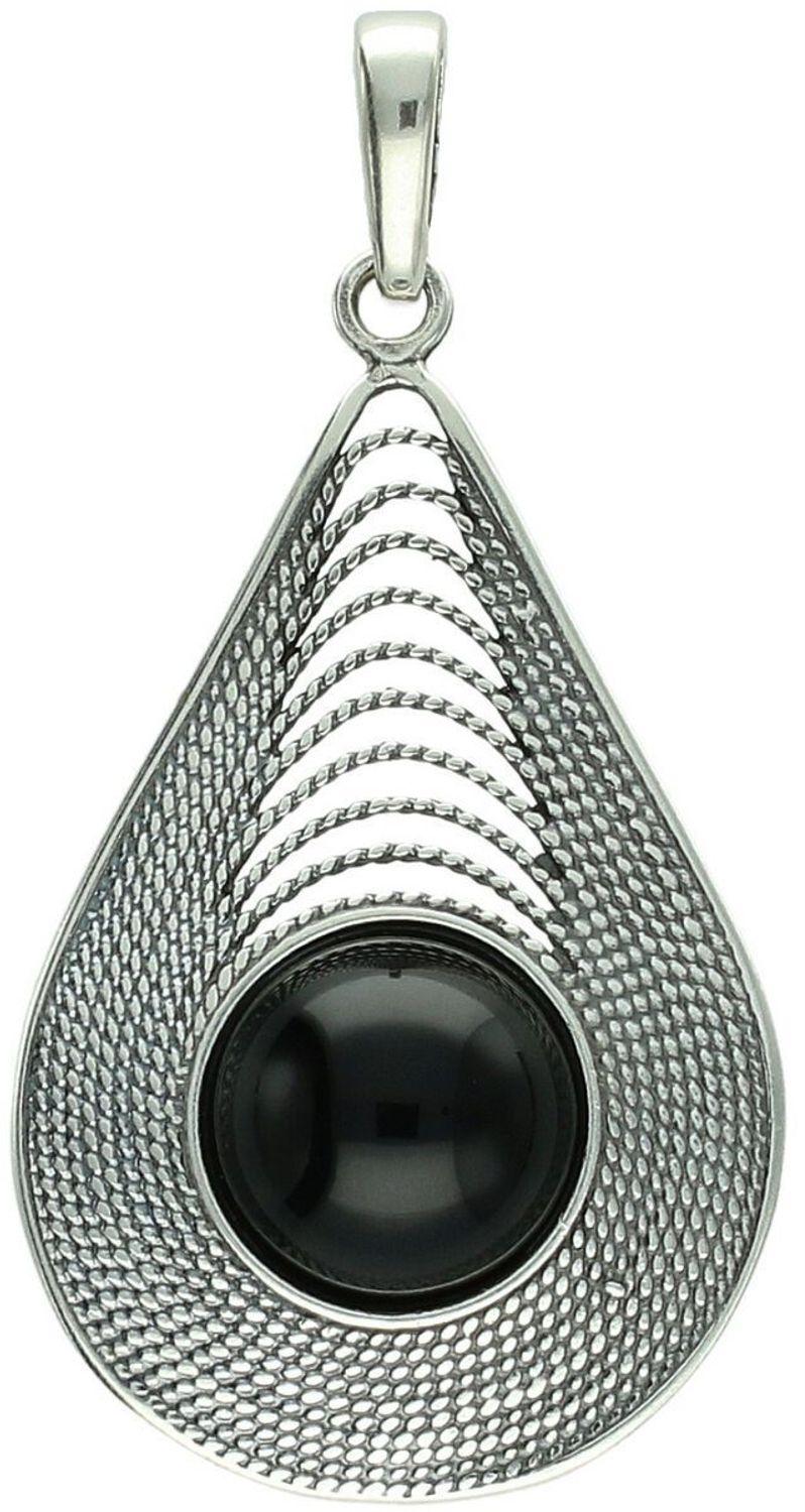 Łezka zawieszka damska srebrna 925 DIA-ZAW-13998-925 zdobiona okrągłym onyksem. Wymiary 5,5 × 3,0 cm, waga 7,00 g. Elegancka i efektowna.1.jpg