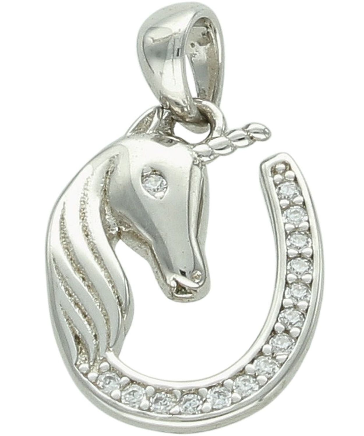 Srebrna zawieszka z jednorożcem – podkowa z cyrkoniami, biżuteria dziecięca 925 jednorożec.jpg