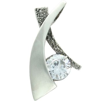 Damska zawieszka srebrna próby 925 DIA-ZAW-14078-925 o geometrycznym kształcie, zdobiona jedną cyrkonią. Długość 4,0 cm, szerokość 2,2 cm, waga 5,57 g. Nowoczesna i elegancka biżuteria.1.jpg