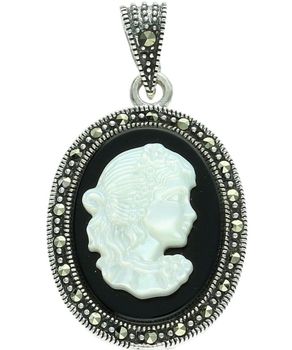 Zawieszka srebrna 925 kamea Biała Dama.jpg