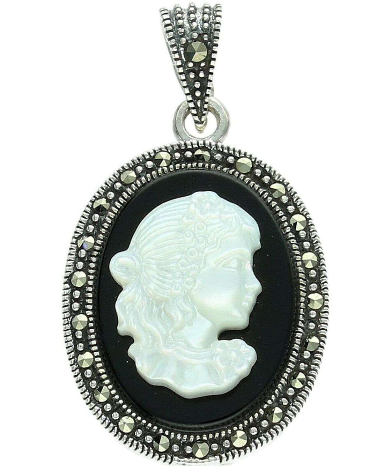 Zawieszka srebrna 925 kamea Biała Dama.jpg