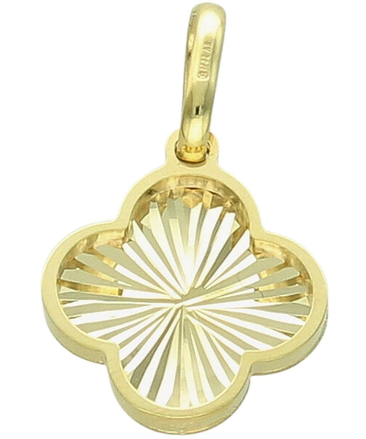 Złota zawieszka koniczynka na szczęście 375 – grawerowana, efektowny połysk.jpg