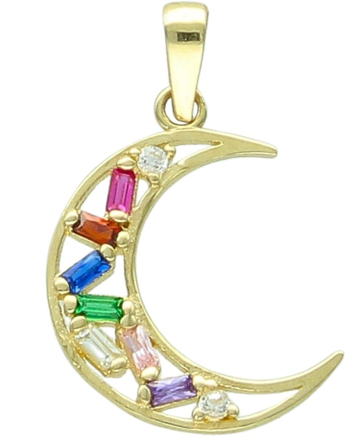 Złota zawieszka księżyc z kolorowymi cyrkoniami 375 – elegancki blask i wyjątkowy styl Au.jpg