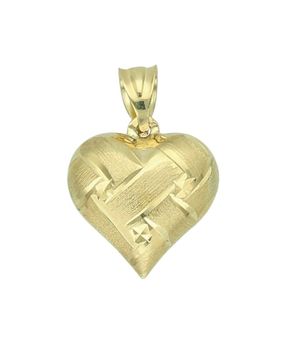 Złota zawieszka wypukłe serce 375 – zdobione wzorem, elegancki połysk Au.jpg