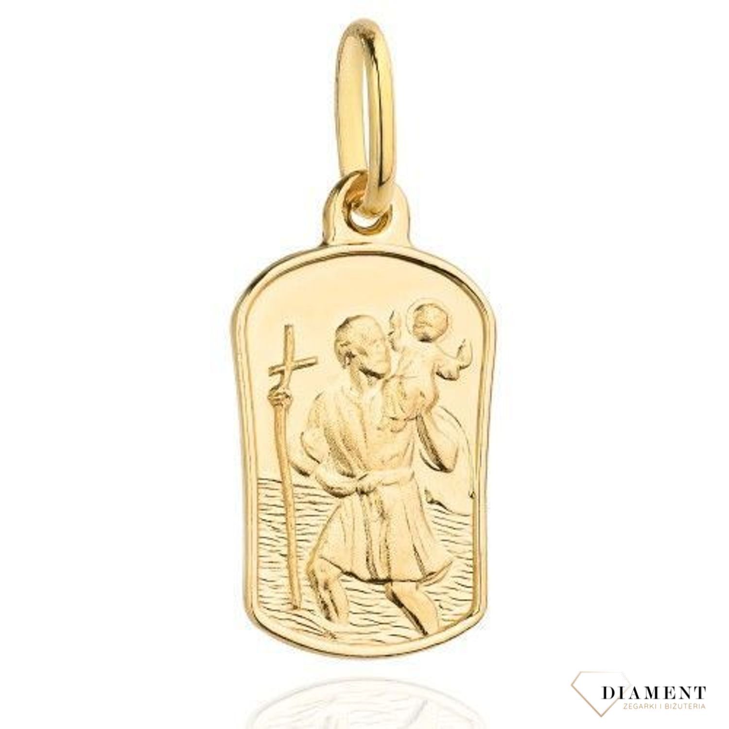Złota zawieszka medalik 333 święty Krzysztof z możliwością graweru 333 Złota zawieszka medalik. Złoty medalik 333. Złota zawieszka św.Krzysztof. Złoty medalik z patronem kierowców..jpg