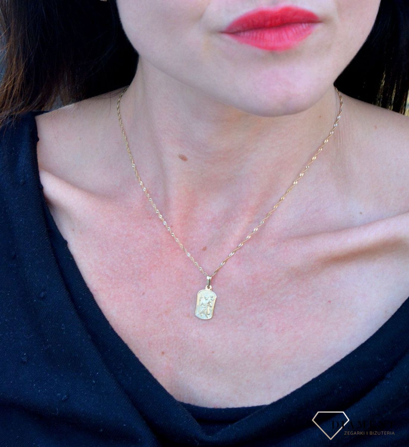 Złota zawieszka medalik ze Świętym Krzysztofem DIA-ZAW-1487-585.jpg