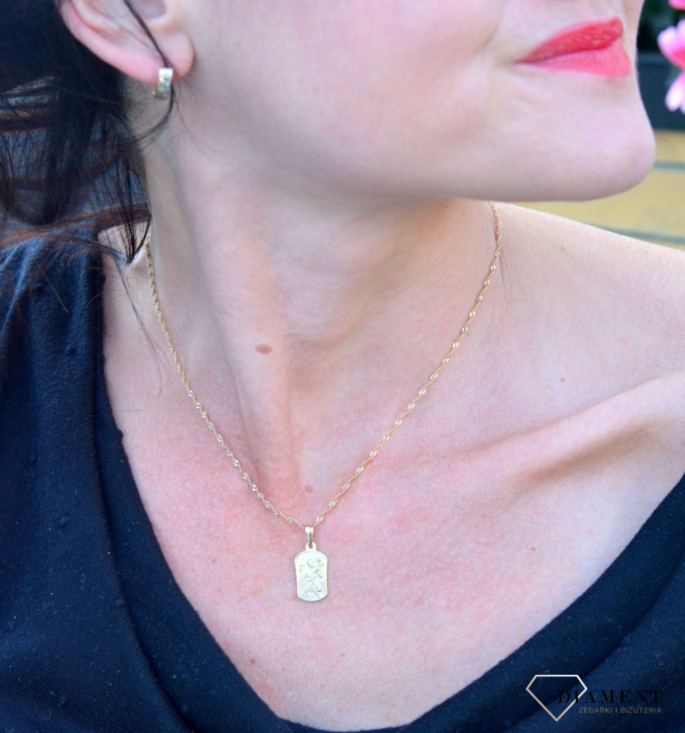 Złota zawieszka medalik ze Świętym Krzysztofem DIA-ZAW-1487-585.jpg