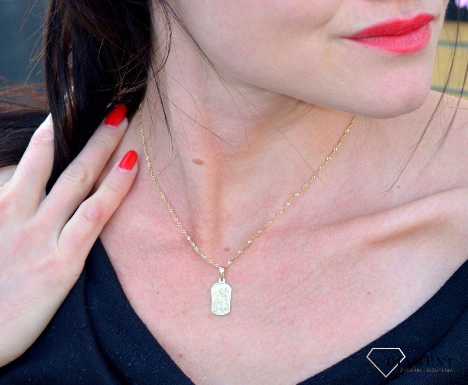 Złota zawieszka medalik ze Świętym Krzysztofem DIA-ZAW-1487-585.jpg