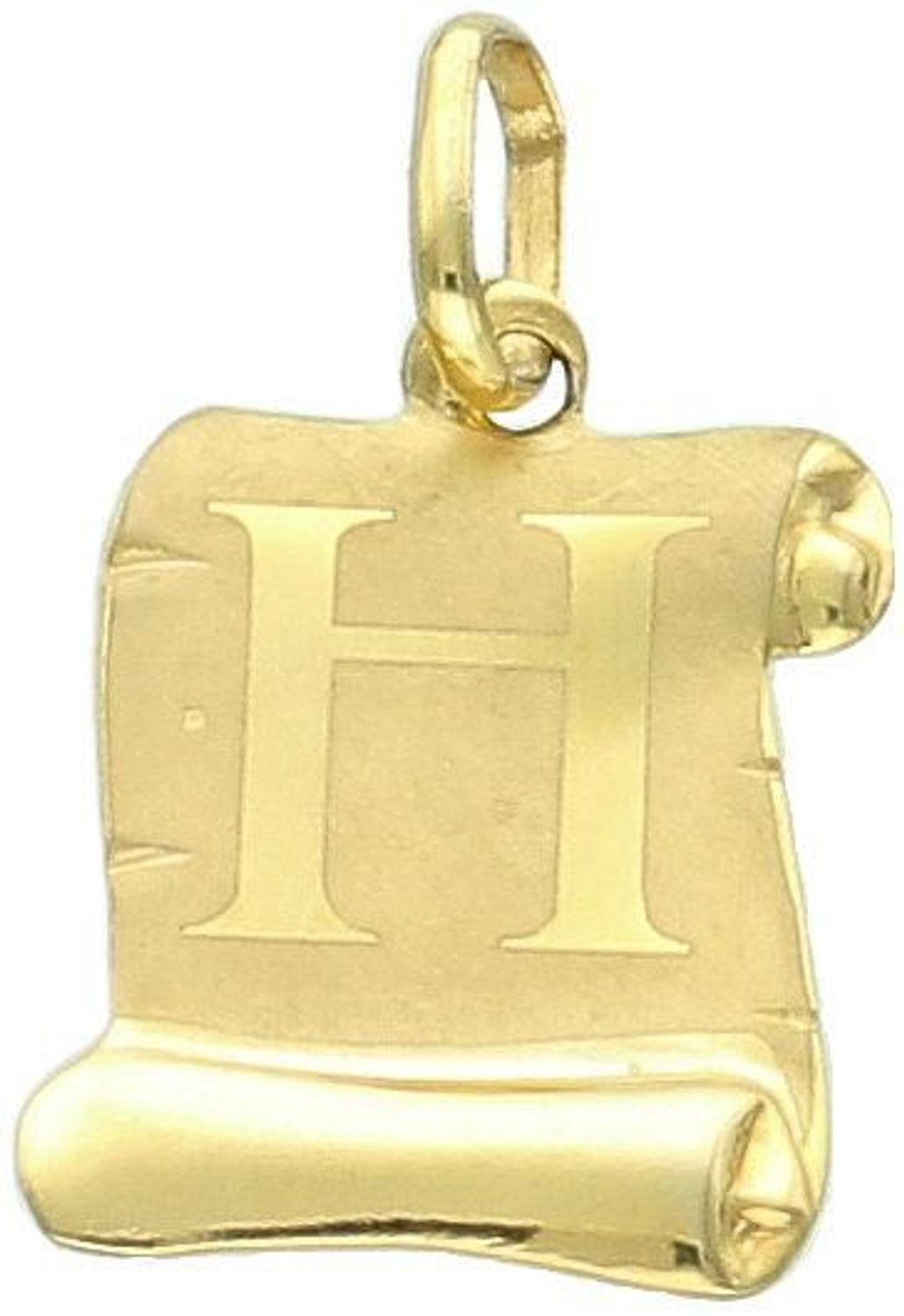 Złota zawieszka papirus Literka H próba 333, DIA-ZAW-1501-333. Elegancka i stylowa złota zawieszka w kształcie papirusu z ozdobną literką H to doskonały wybór dla osób ceniących 1.jpg