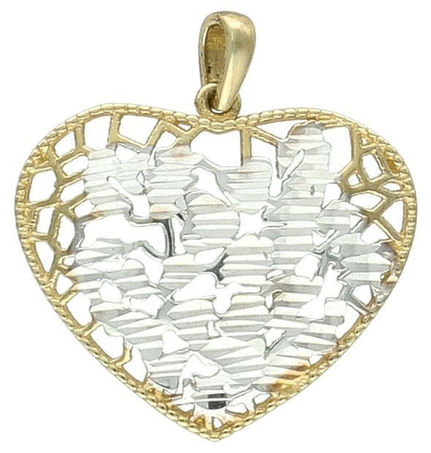 Złota zawieszka ażurowe serce z białym złotem próba 333, DIA-ZAW-1540-333. Ta delikatna i elegancka zawieszka to doskonały wybór dla osób ceniących subtelną, romantyczną biżuterię1.jpg