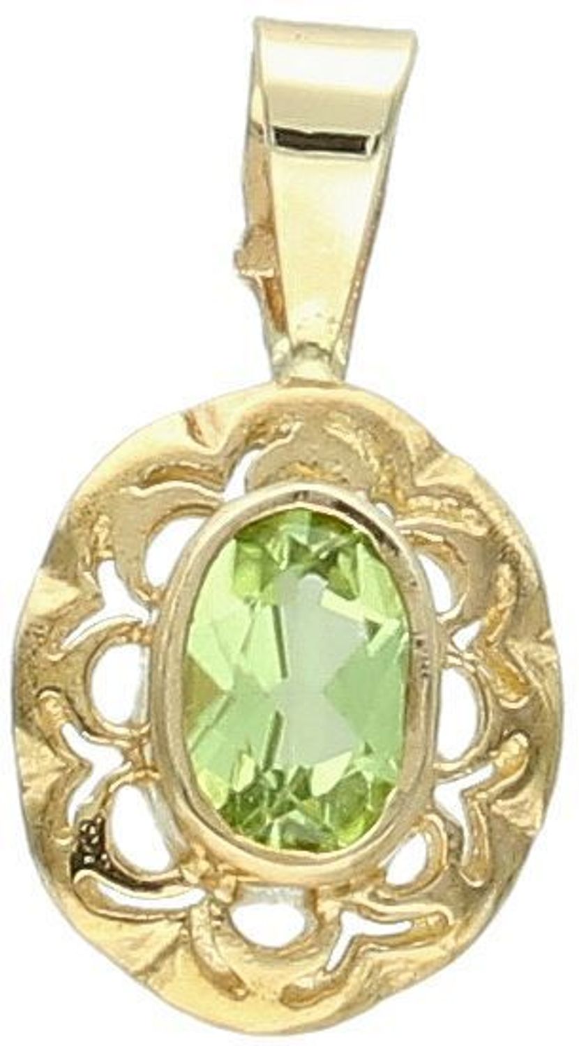 Zawieszka złota z kamieniem naturalnym oliwin nat.  cert.33 próba 333, DIA-ZAW-1545-333 💎 Zawieszka z naturalnym kamieniem oliwin 🌿, wykonana z wysokiej jakości złota próby 333 1.jpg