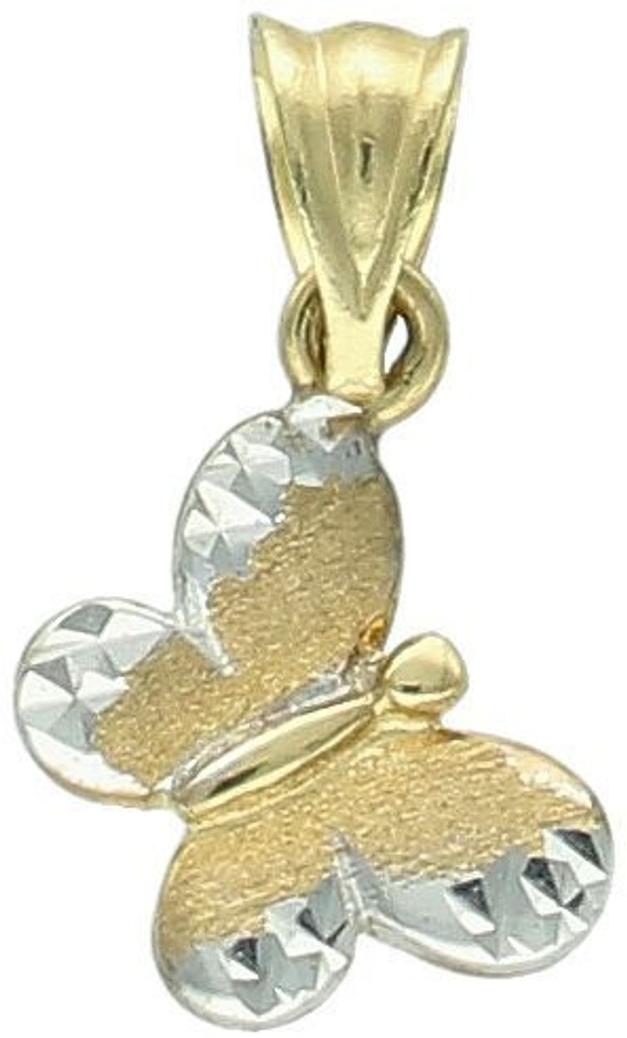 Złota zawieszka Motylek z białym złotem próba 333, DIA-ZAW-1552-333. Ta urocza złota zawieszka w kształcie motylka symbolizuje wolność, przemianę i piękno. 1.jpg