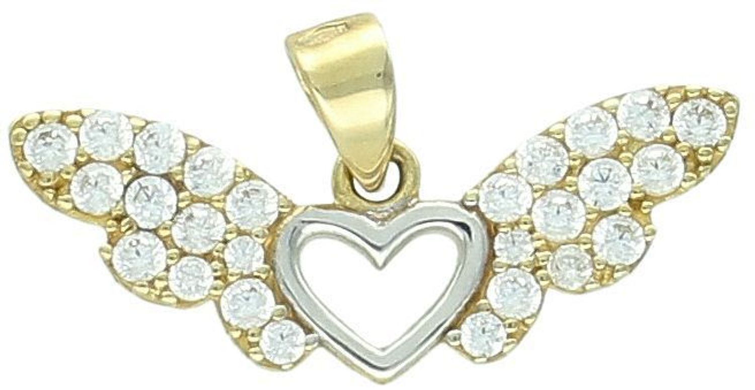 Złota zawieszka serce ze skrzydłami ozdobione cyrkonią próba 333, DIA-ZAW-1553-333. Podkreśl swoją wyjątkowość z naszą złotą zawieszką w kształcie serca ze skrzydłami, która 1.jpg