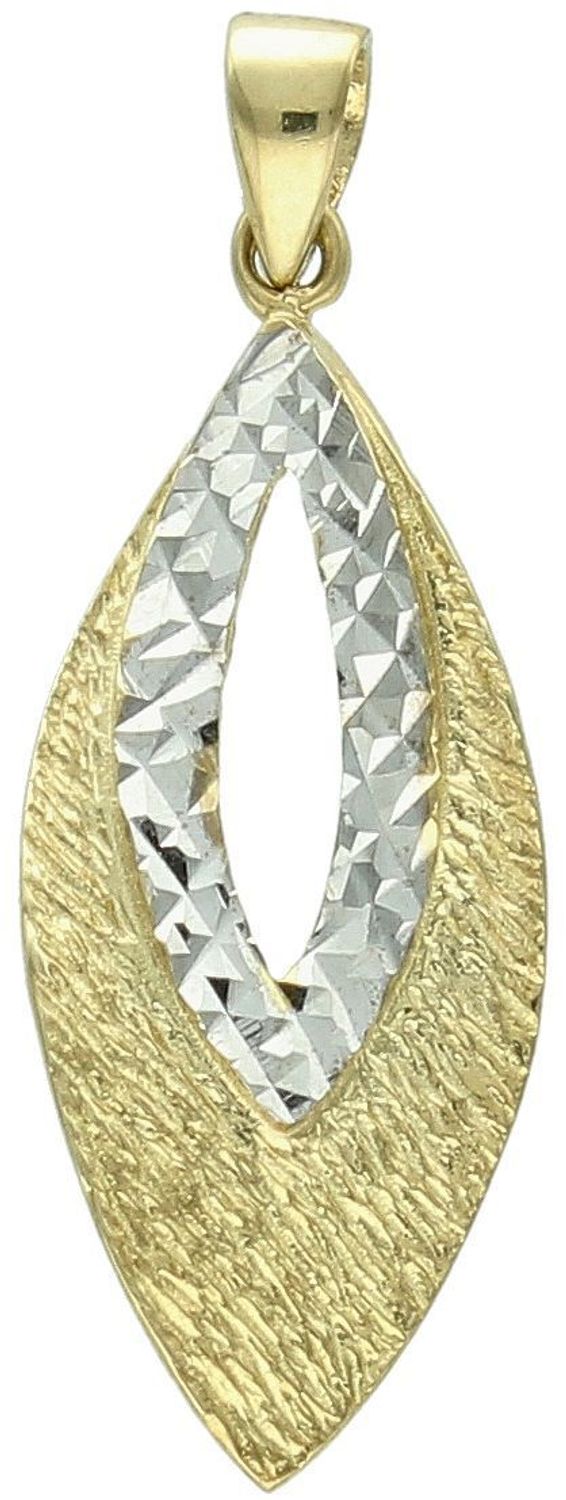 Zawieszka złota łezka zdobiona białym złotem próba 333, DIA-ZAW-1558-333 Elegancka złota zawieszka w kształcie łezki, ozdobiona subtelnym grawerem matowym i białym złotem. 1.jpg