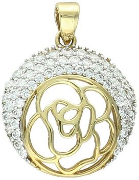 Zawieszka złota kółeczko zdobione różą i cyrkoniami próba 333, DIA-ZAW-1563-333 Elegancka złota zawieszka w kształcie kółeczka, ozdobiona piękną różą i błyszczącymi cyrkoniami. 1.jpg